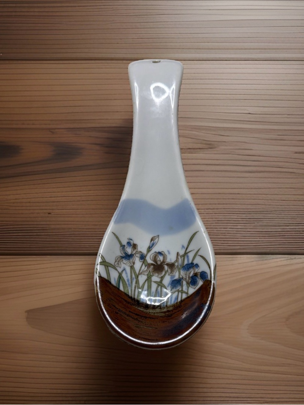 Otagiri Blue and Brown Floral Ceramic Spoon Rest